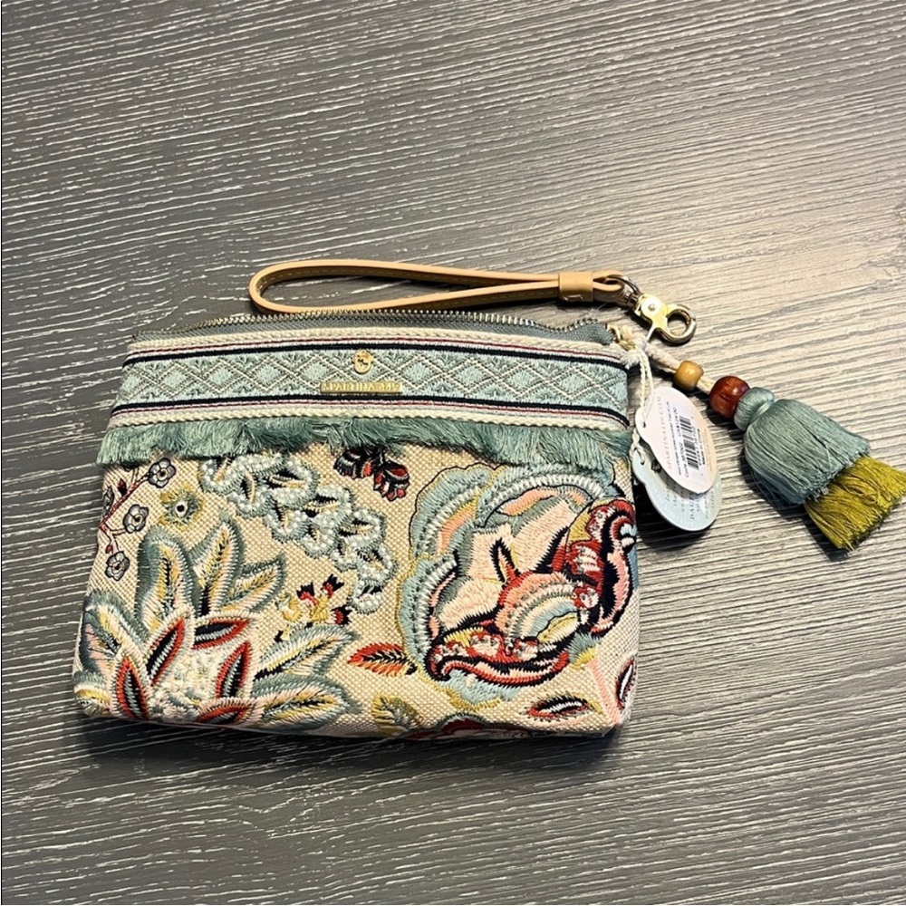 Spartina 449 Floral Embroidered wristlet Bag